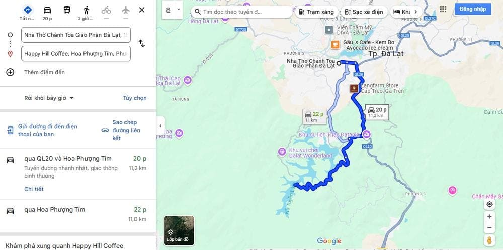Đoạn đường đến Happy Hill mất khoảng 20 - 22 ph&uacute;t di chuyển bằng xe hơi